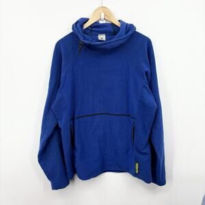 Melanzana Hoodie Mens Large Blue Micro FLeece Pullover Soft Stretch Ski Hike